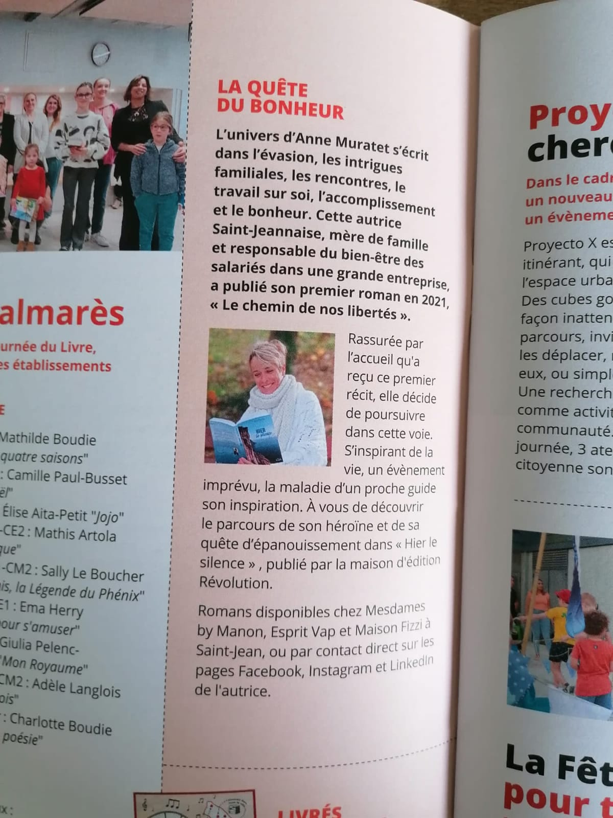 Anne Muratet mise en lumière dans le magazine de Saint Jean (31)